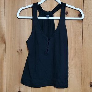 Club Monaco Black Cropped 100% Linen Tank Top XS